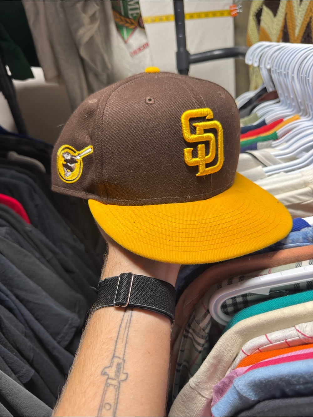 New Era Brown and Yellow San Diego SD Snapback Hat